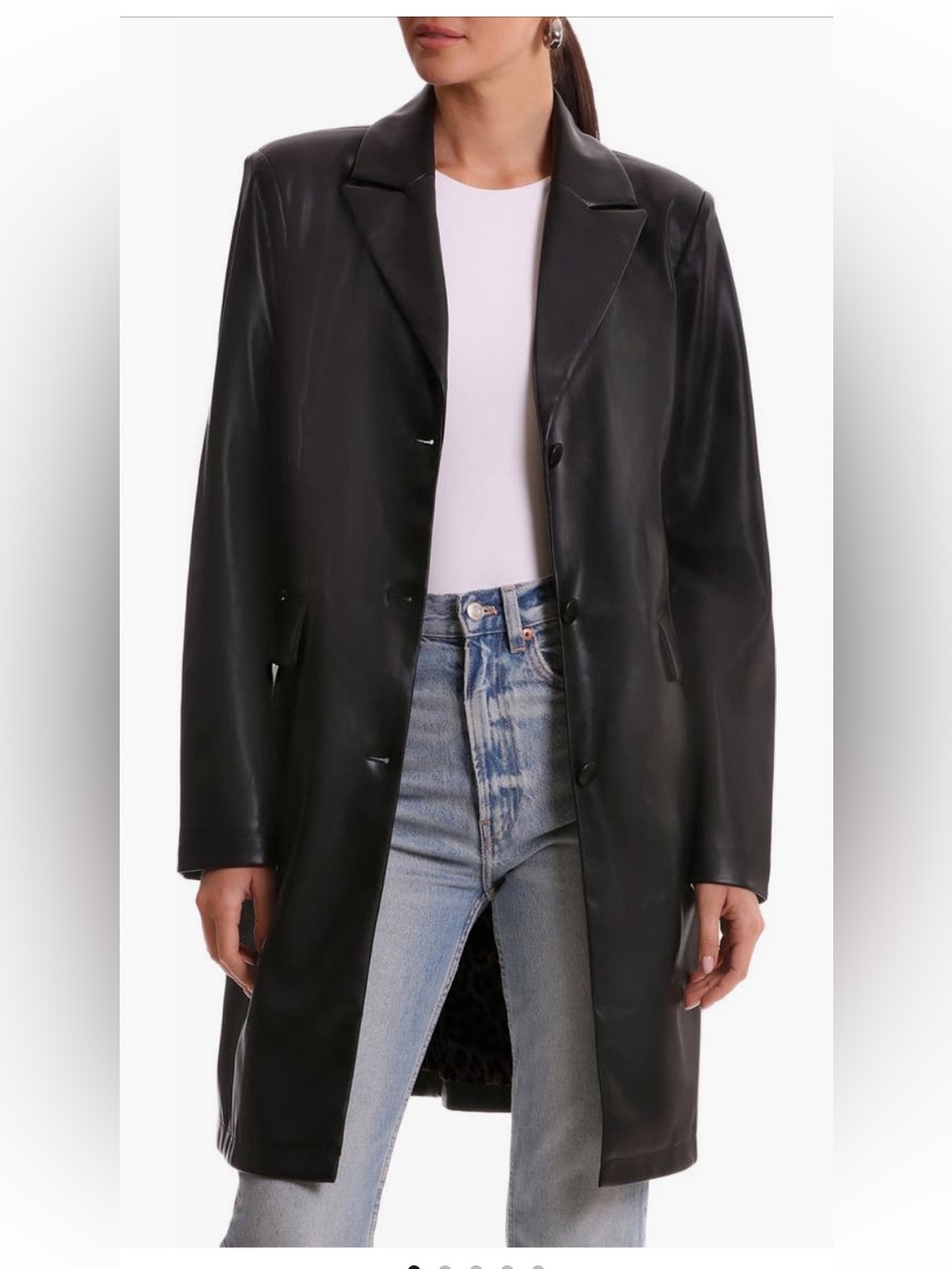Avec Les Filles Black Faux Leather Jacket Long Coat
